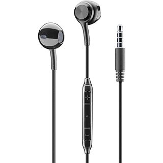 Auriculares de botón - Music Sound Remote, Micrófono integrado, Conexión audiojack 3.5mm, Negro