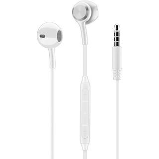 Auriculares de botón - Music Sound Remote, Micrófono integrado, Conexión audiojack 3.5mm, Blanco