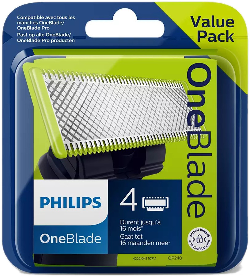 PHILIPS Lame de rasoir OneBlade Vert - 4 pièces (QP240/50)