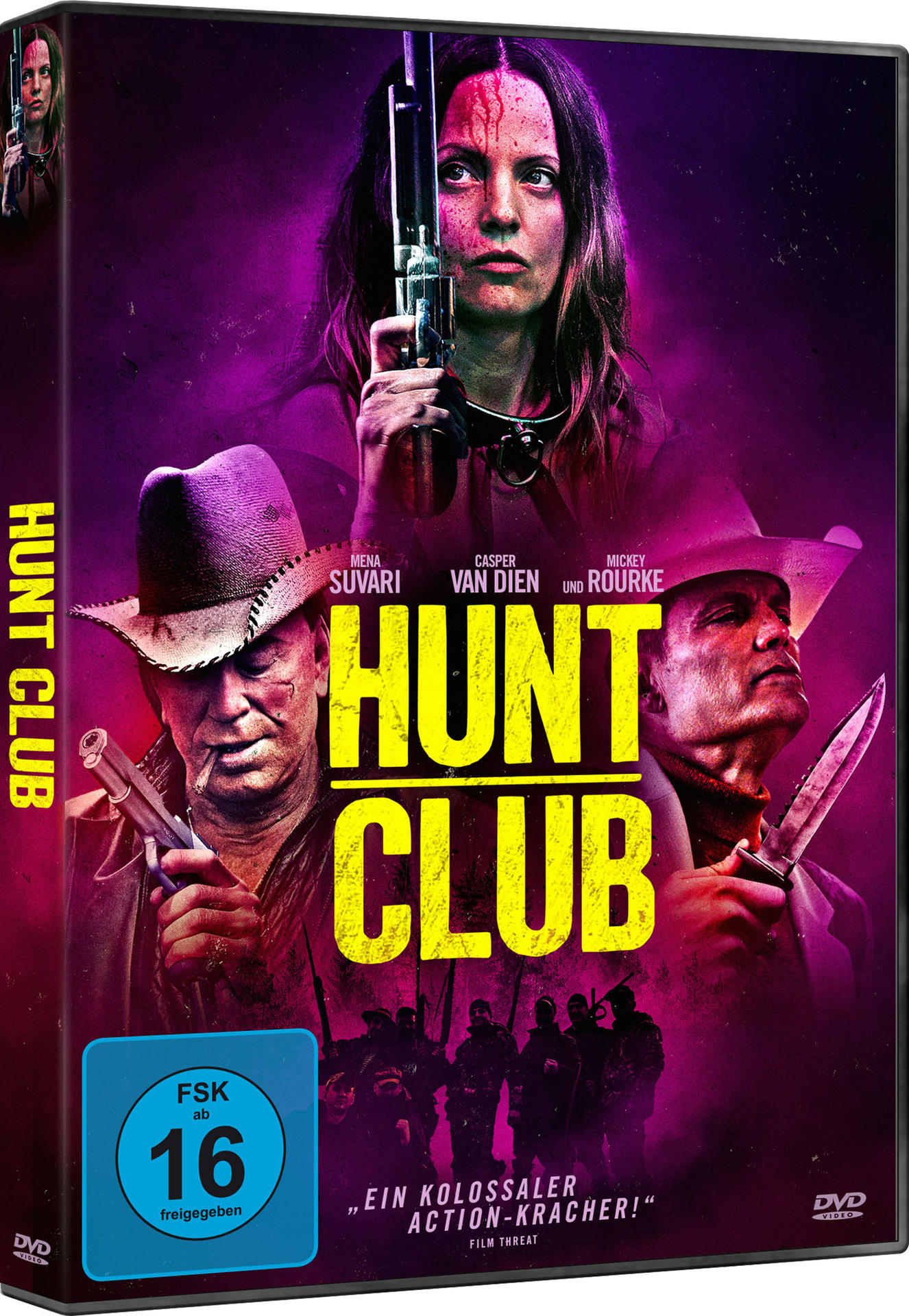 DVD-Cover für den Film "Hunt Club", mit drei Personen auf dem Cover.