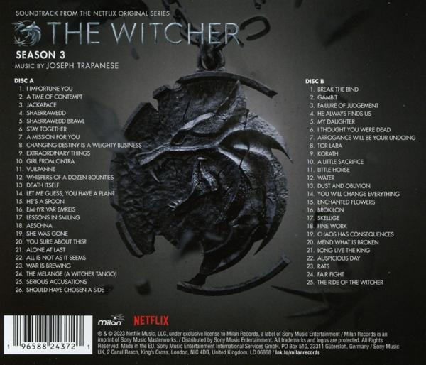 CD-Cover für den The Witcher Season 3 Soundtrack. Mit Anhänger und Text.