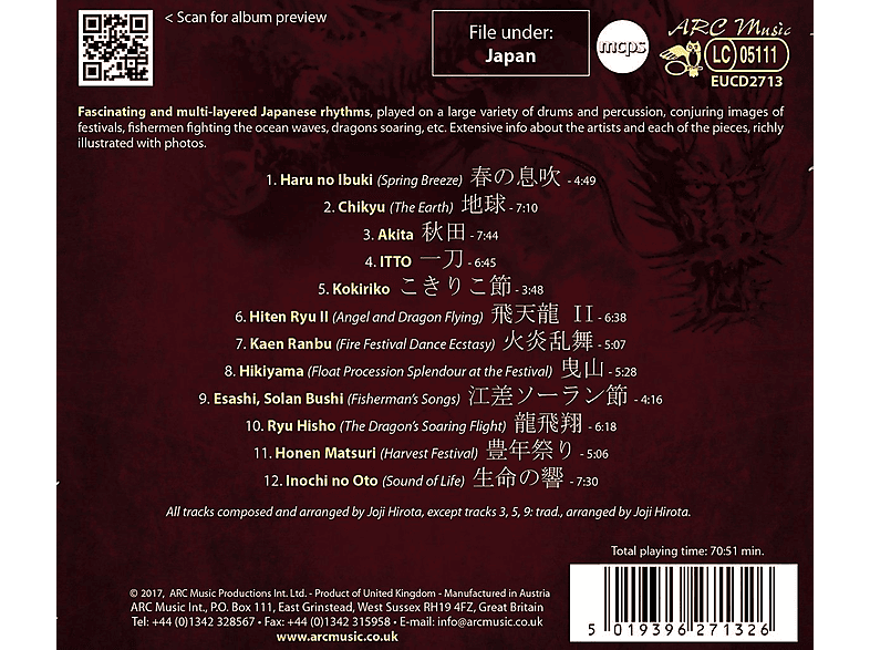 Thumbnail - Joji & The London Taiko Drummers Hirota - Japanese (CD)