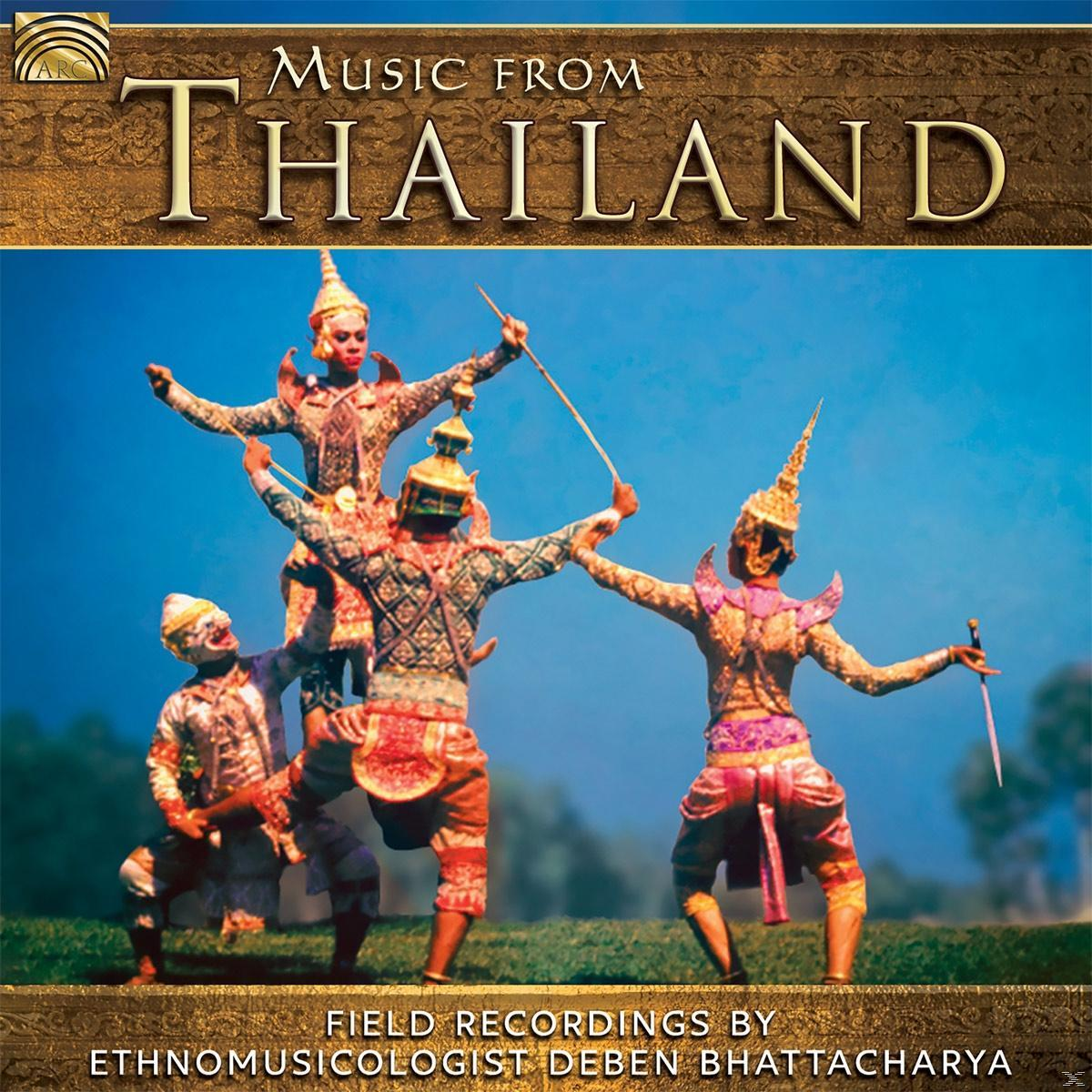 Albumcover von 'Music from Thailand'. Es zeigt Tänzer in farbenfroher traditioneller Kleidung.