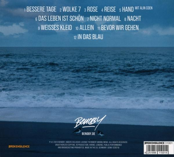 CD-Cover mit Titelliste und Benoby-Logo auf einem Strandhintergrund.