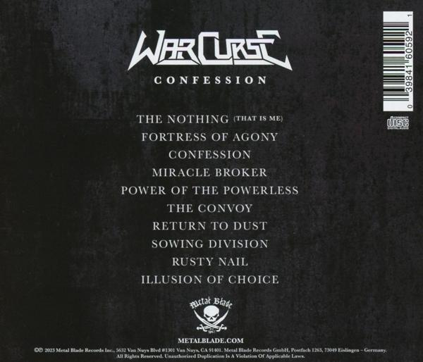 Die Rückseite einer CD-Hülle mit schwarzem Hintergrund, mit Titellisten und einem Logo.