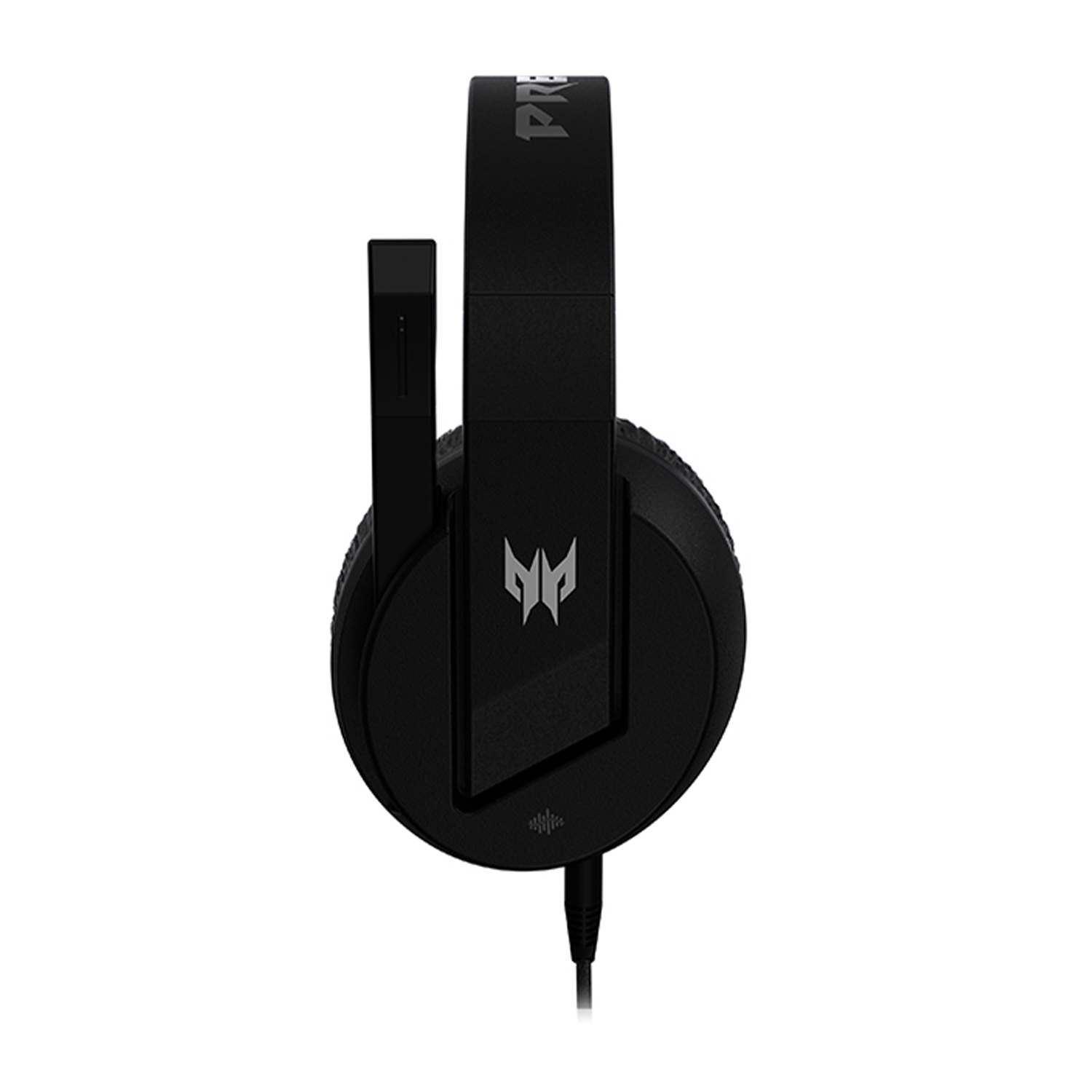 Cuffie da gioco Predator nere con microfono, isolate su sfondo bianco.