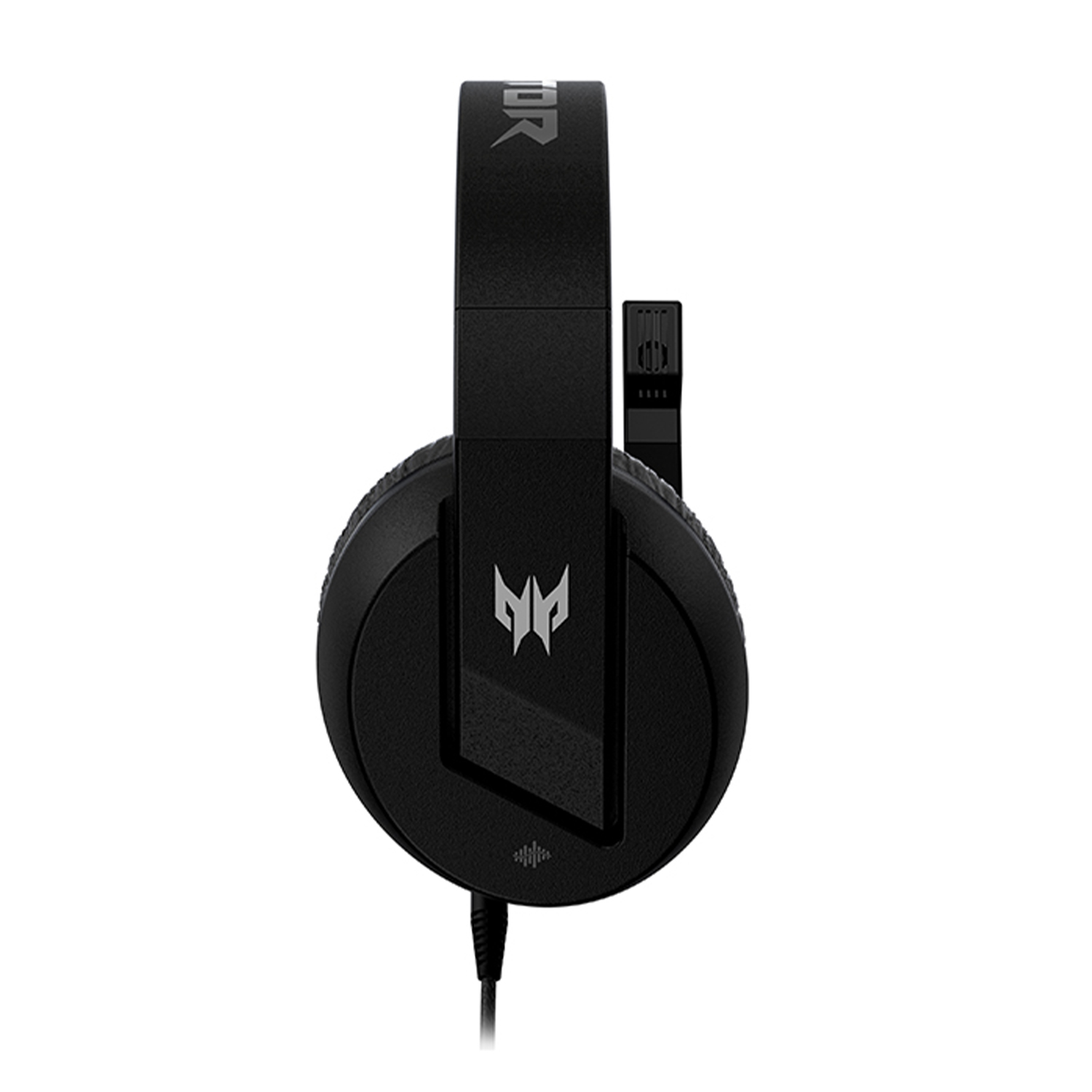 Cuffie da gioco Predator nere con microfono e cavo di collegamento.