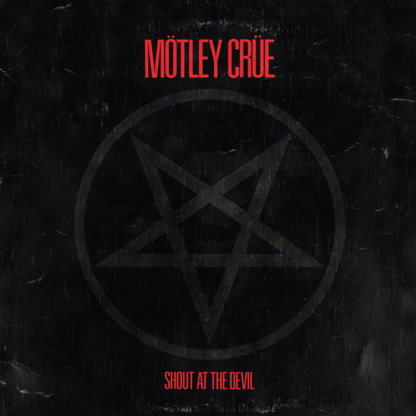 Motley Crue album borító. Fekete háttér pentagrammal és piros szöveggel.
