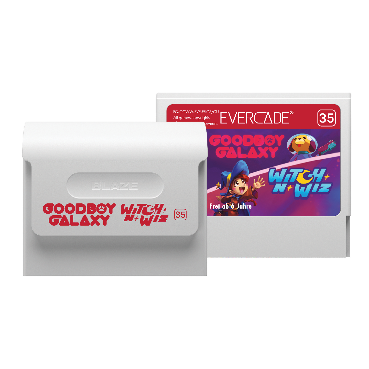 Videospiel-Cartridge und Box. Die Box zeigt eine Zeichentrickfigur und den Spieletitel.