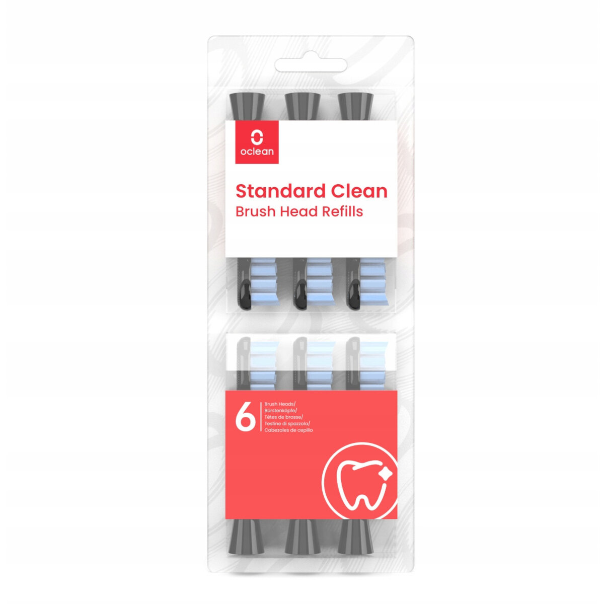 Końcówki do szczoteczki OCLEAN C04000182 Standard 6szt. - czarne