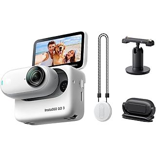 Cámara - Insta360  Go 3 (64GB), IPX8, Pantalla táctil plegable, 2.7K, Blanco