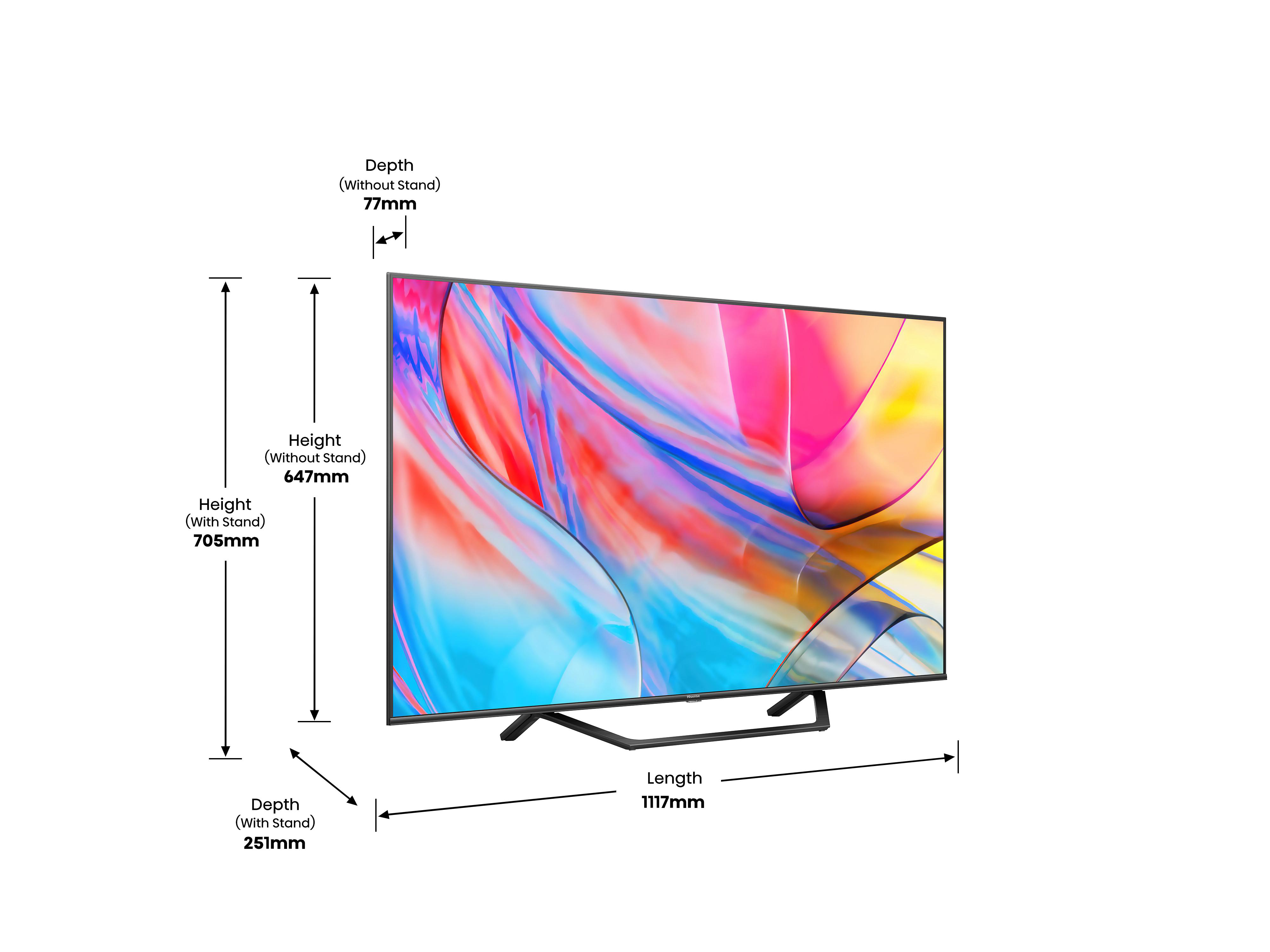 HISENSE 50A7KQ QLED TV (Flat, 50 Zoll / 126 cm, UHD 4K, SMART TV, VIDAA)