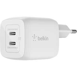 Cargador - Belkin BoostCharge Pro, USB-C, 45 W, Carga Rápida, Tecnología GaN, Blanco