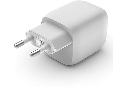 Cargador  Belkin BoostCharge Pro, USB-C, 65 W, Carga Rápida, Tecnología  GaN, Blanco