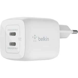 Cargador - Belkin BoostCharge Pro, USB-C, 65 W, Carga Rápida, Tecnología GaN, Blanco