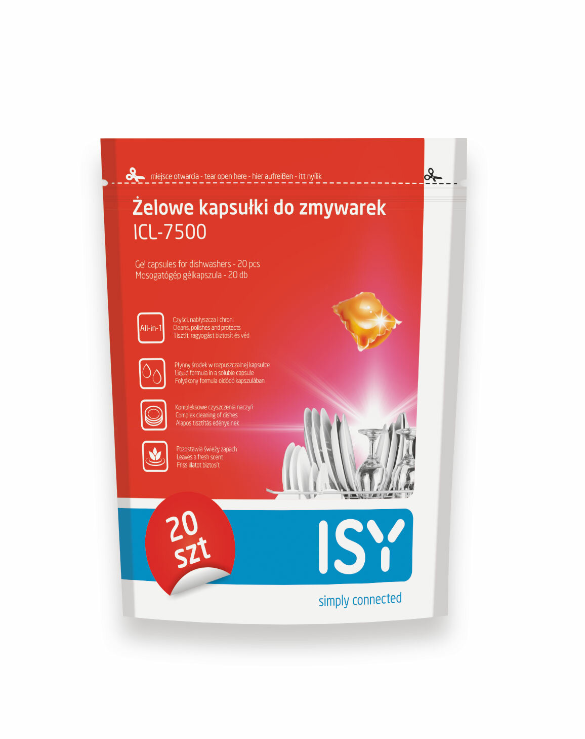 Żelowe kapsułki ISY do zmywarek