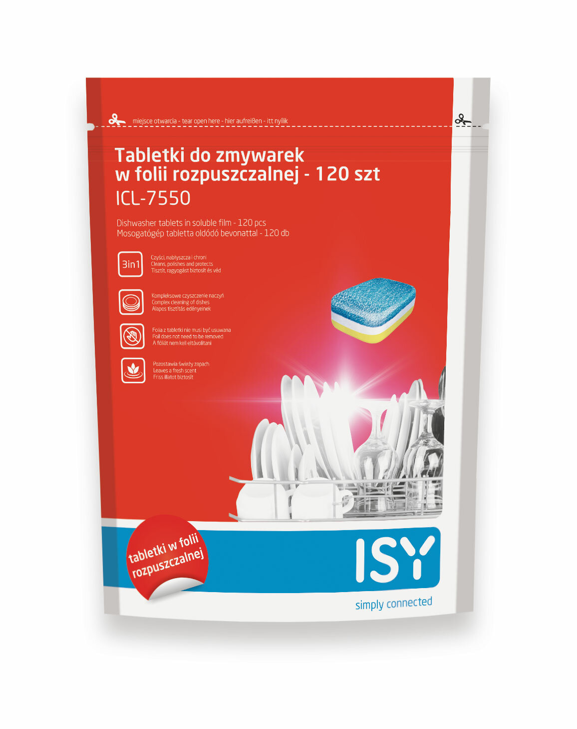 Tabletki ISY do zmywarek w folii rozpuszczalnej ICL-7550 120 szt.