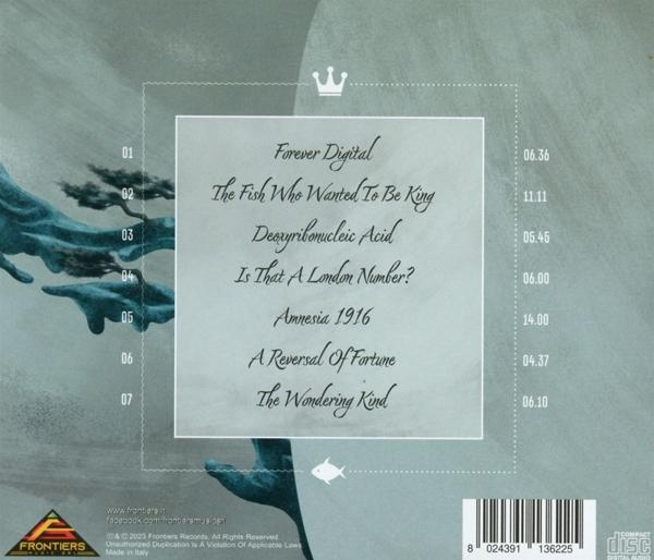 Rückseite einer CD-Hülle mit Titelliste. Eine Hand, die nach Wasser mit einem Baum greift.