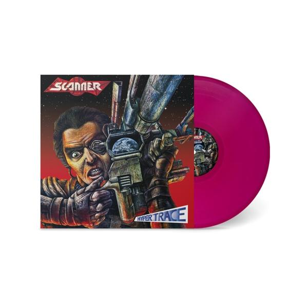 Albumcover mit einem Mann, der eine Waffe hält. Die Schallplatte ist pink.