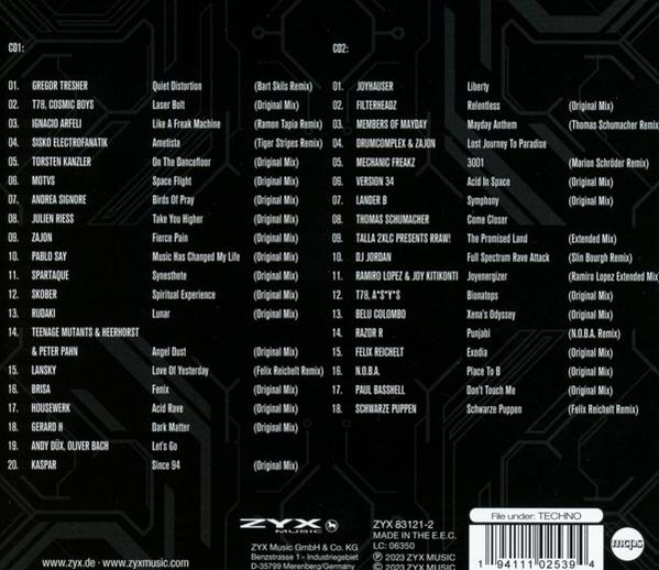 Eine CD-Hülle mit einer Liste von Musiktiteln und Künstlern.