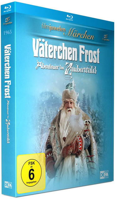 Blu-ray-Box-Set des Films 'Väterchen Frost'. Die Box ist blau mit Text und einem Bild des Films.
