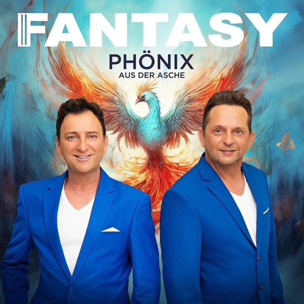 Albumcover: Fantasy Phönix, mit zwei Männern in blauen Anzügen und einer Phönix-Illustration.