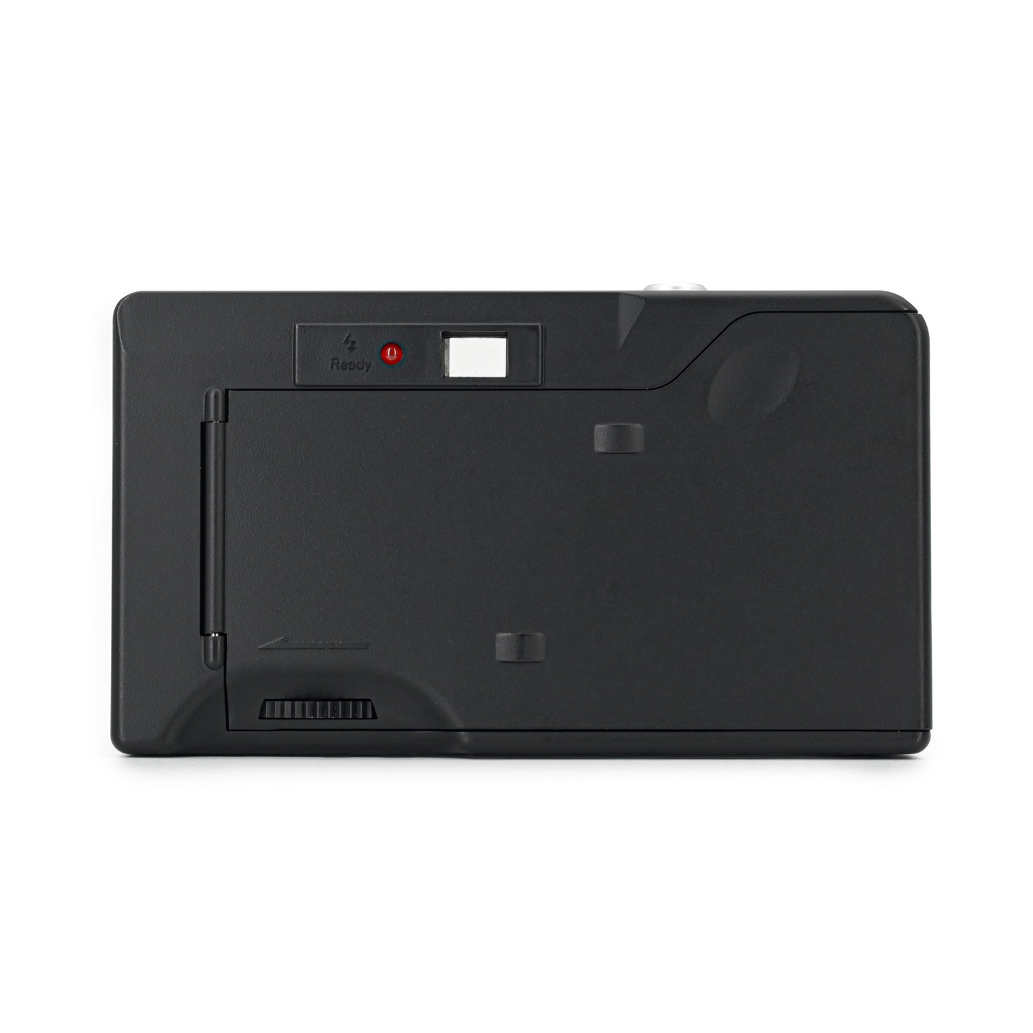 Black camera back with a ready light and a small window.