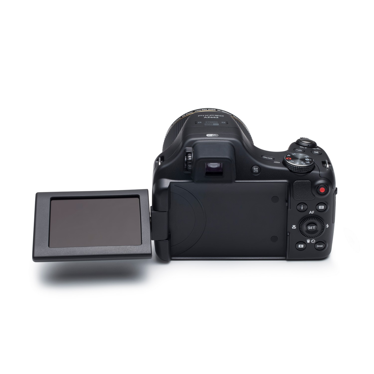 Appareil photo numérique noir avec l'écran ouvert.