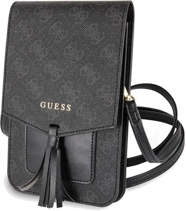 Czarna torebka Guess z paskiem i chwostem.