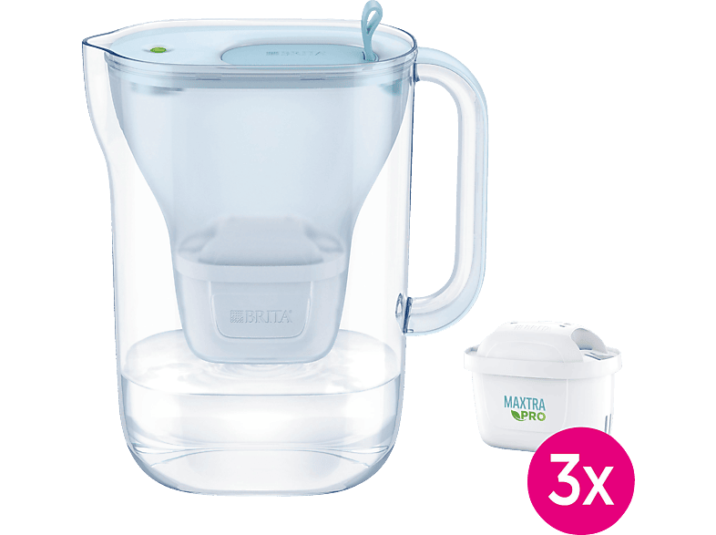BRITA Glass water filter jug light blue (2.5L) incl. 3x MAXTRA