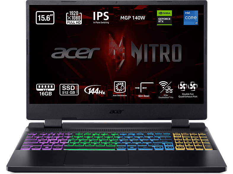 REACONDICIONADO Seminuevo Muy bueno Portátil gaming - Acer Nitro 5 AN515-58-74PM, 15.6" Full HD, Intel® Core™ i7-12650H, 16GB RAM, 512GB SSD