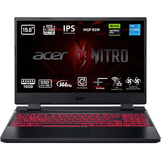 REACONDICIONADO B: Portátil gaming - Acer Nitro 5 AN515-58-595B, 15.6" Full HD, Intel®Core™i5-12500H, 16GB RAM, 512GB SSD, GeForce RTX™3050Ti, Sin SO