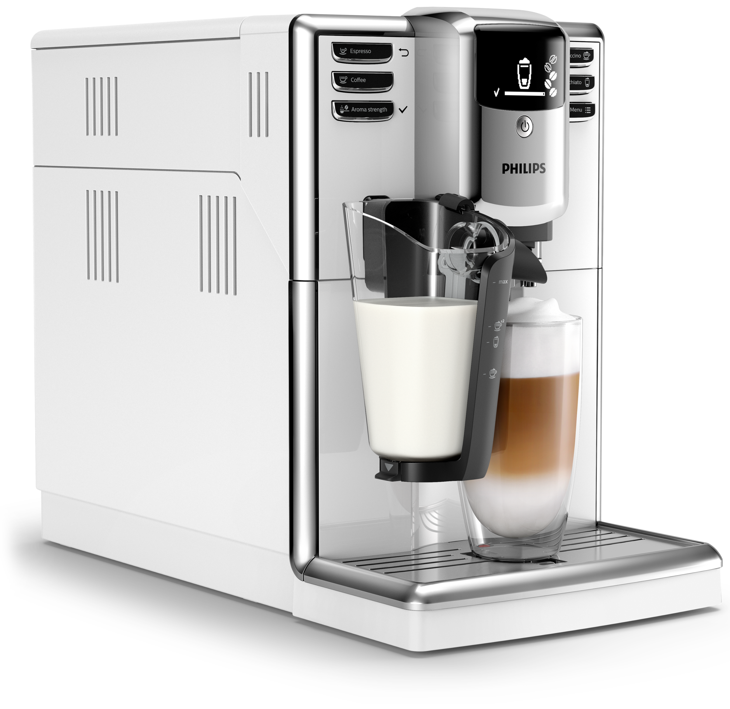 Biały ekspres do kawy Philips.