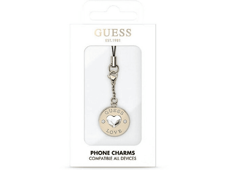 Zawieszka do telefonu GUESS Phone Strap Heart Diamond Charm with Rhinestones Złoty – zdjęcie 2