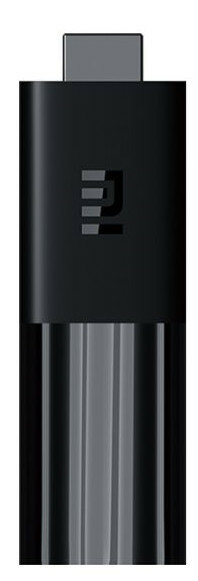 Czarne, prostokątne urządzenie do strumieniowania multimediów z logo i złączem.