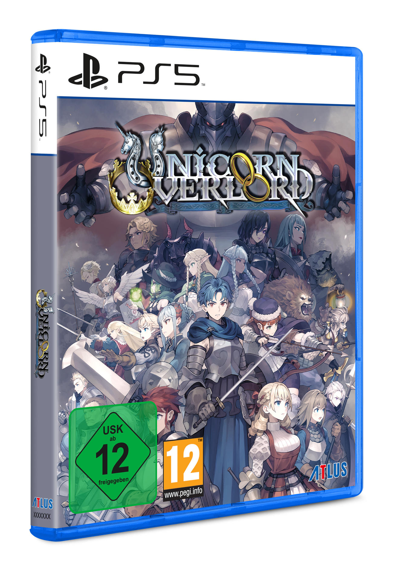 PS5-Spielbox für 'Unicorn Overlord' mit mehreren Charakteren. Eine blaue Hülle mit buntem Cover.
