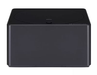 Siyah, dikdörtgen, LG Signature cihazı. Üstünde bir kapağı var.