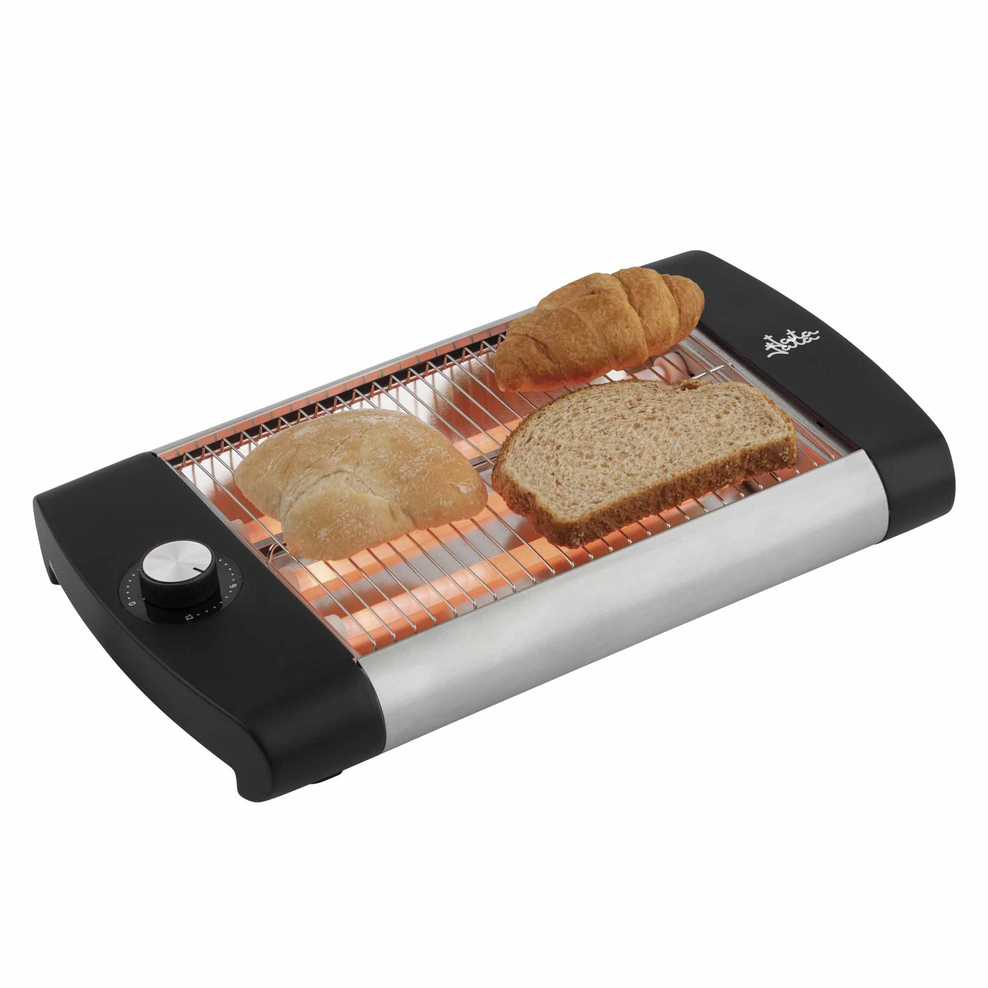 JATA JETT1588 Tostapane Orizzontale 600W Con 3 Barre Al Quarzo E Timer 5' – Acciaio Inox, Vassoio Raccogli Briciole