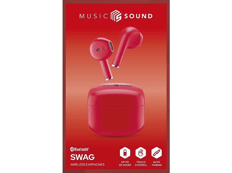 CELLULARLINE Music Sound Swag TWS Bluetooth Kulak İçi Kulaklık Kırmızı_1