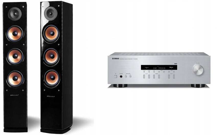 Zestaw stereo YAMAHA R-S202D Srebrny + Indiana Line Nova 8 Czarny