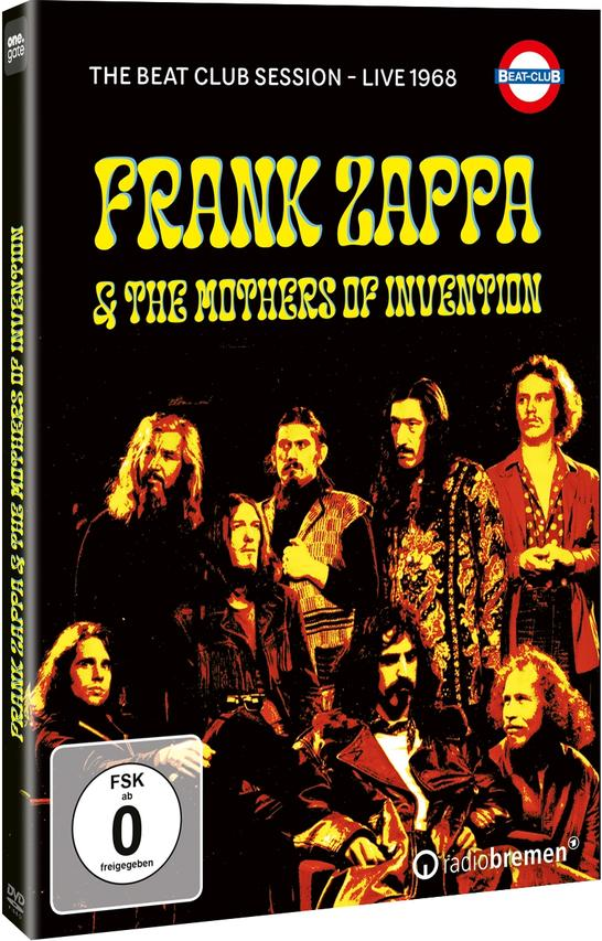 DVD-Hülle mit Frank Zappa und Bandmitgliedern auf schwarzem Hintergrund.