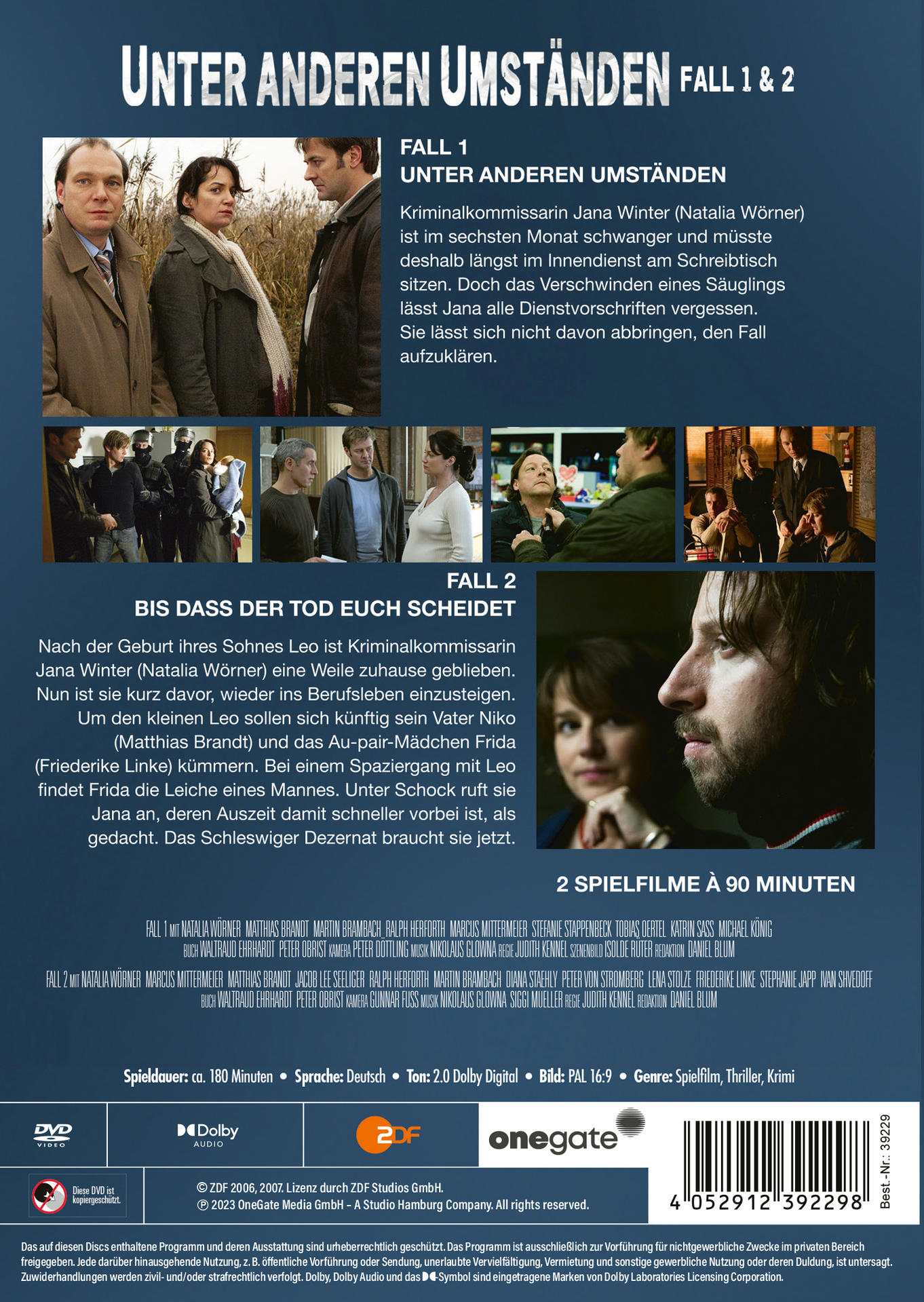 DVD-Hülle hinten mit Text und Bildern aus einem Film.