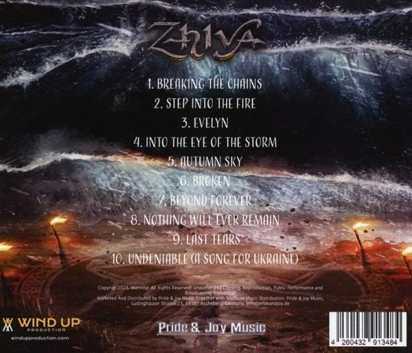 Albumcover mit Wellen, Text und einer Sonnenuntergangsszene.