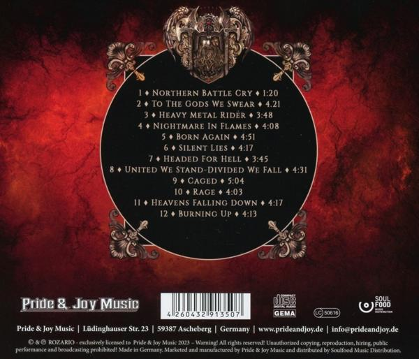 Ein CD-Cover mit Titelliste und Logo auf rotem Hintergrund.
