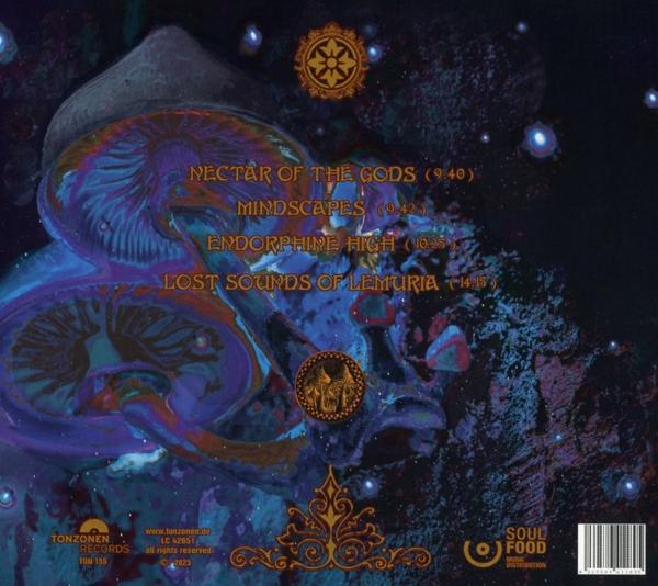 Albumcover mit Text: Nectar of the Gods, Mindscapes, Endorphine High, Lost Sounds.