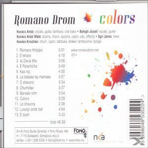 Egy CD tok hátulja, számlistákkal és színes festékfröccsenéssel.