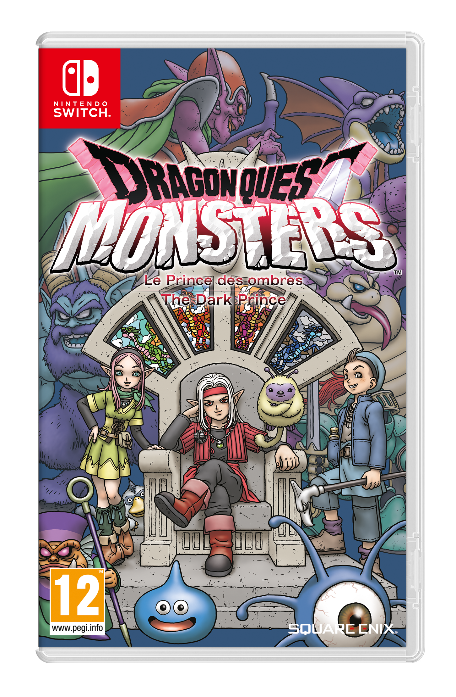 Gamebox, Nintendo Switch, Dragon Quest Monsters. Verschillende stripfiguren zijn afgebeeld.