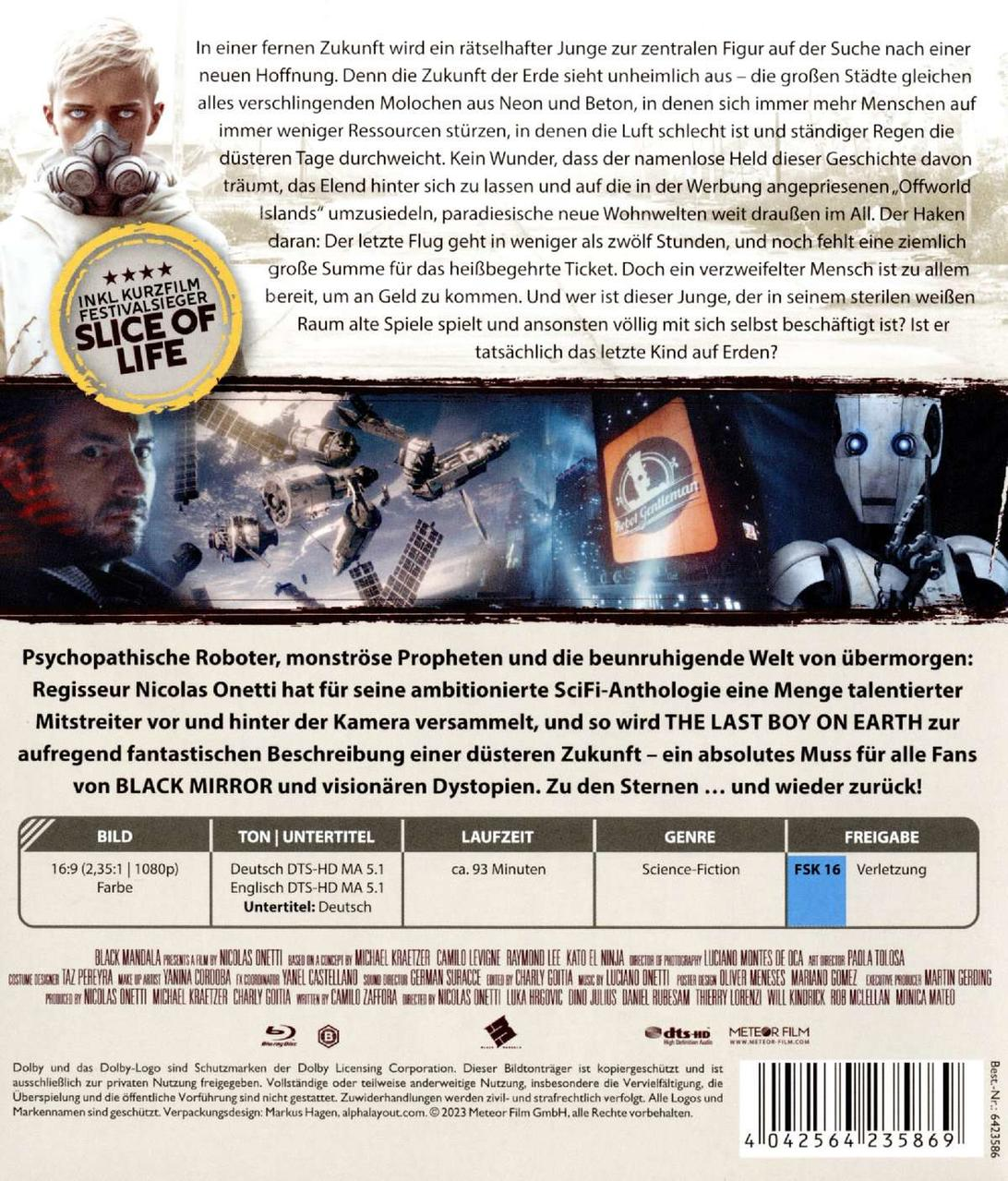 Filmcover mit Text und Schauspielern, Werbung für einen Sci-Fi-Drama-Film.