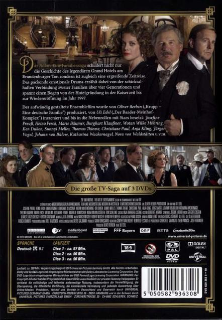 DVD-Hülle Rückseite mit Filmtitel und Schauspielern. Das Cover ist schwarz und gold.