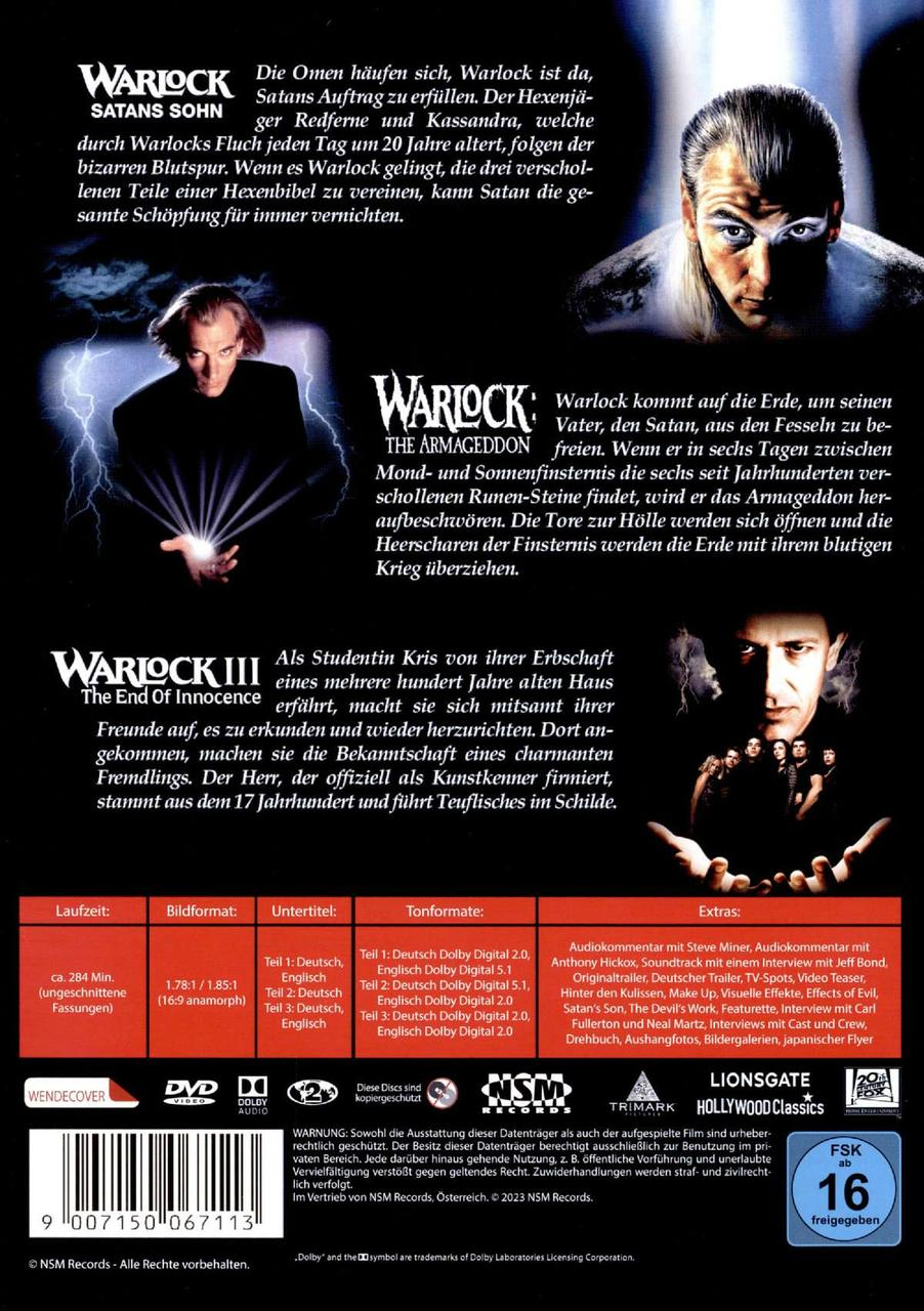 Rückseite einer DVD-Hülle. Text auf Deutsch mit Bildern der Besetzung und des Filmtitels.